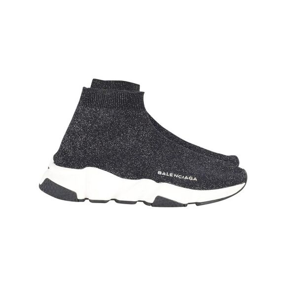 Balenciaga Glittered Speed Trainers in Black and Silver Polyester - Picture 1 of 6